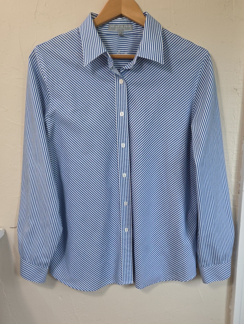 Foxcroft Wrinkle-Free Shaped Fit Striped Button-Down Shirt Size 14